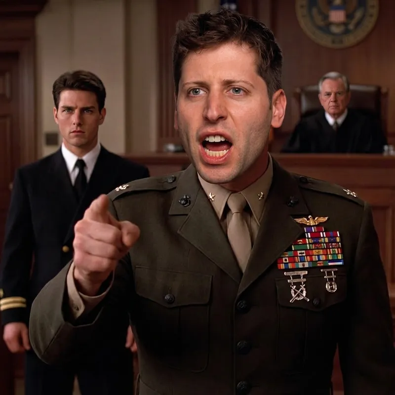 AI-generated image of the courtroom cross-examination